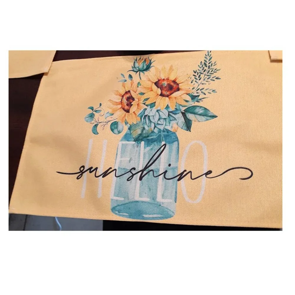 Farmhouse Table Placemats Spring Cottage Decor Floral Sunflower Decorations 4pc